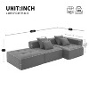 Okak105.5" L-Shaped Modular Convertible Sectional Sofa Modern Corduroy Upholstered Floor Couch 3PC Free Combination for Living Room,Apartment, Gray - 4 of 4