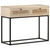 vidaXL Console Table Bleached wood, natural cane, black steel - 3 of 4