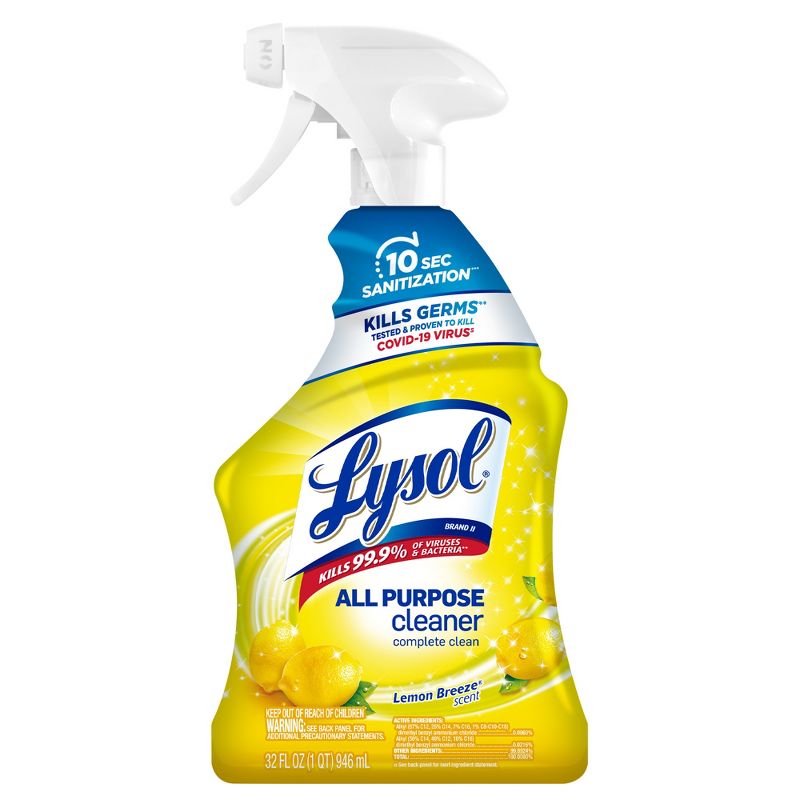 Lysol Lemon Breeze Scented All Purpose Cleaner &#38; Disinfectant Spray - 32oz, 1 of 10