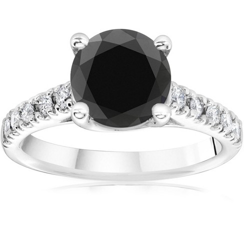 Pompeii3 3 1/4 Ct 14k White Gold Round Black Diamond Engagement Ring ...