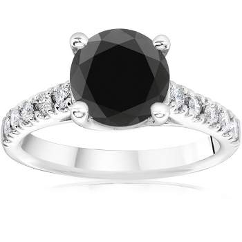 Pompeii3 3 1/4 ct 14K White Gold Round Black Diamond Engagement Ring