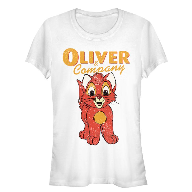 Juniors Womens Oliver & Company Kitten Portrait T-Shirt, 1 of 4