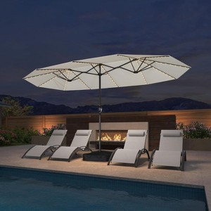 PURPLE LEAF 14ft Patio Market Umbrella and Base Double-Sided Rectangle Outdoor Table Sun Umbrellas with Crank - 1 of 1