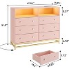 Wide Dresser for Bedroom with Charging Station, 6 Drawer Modern Large Capacity Storage Cabinet Chests of Drawers Closet with Led Lights - 2 of 4