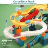 Skirfy Dinosaur Race Track Playset with Large Map, 4 Dino Pull Back Cars, Garage Parking Adventure Toy, green - 2 of 4