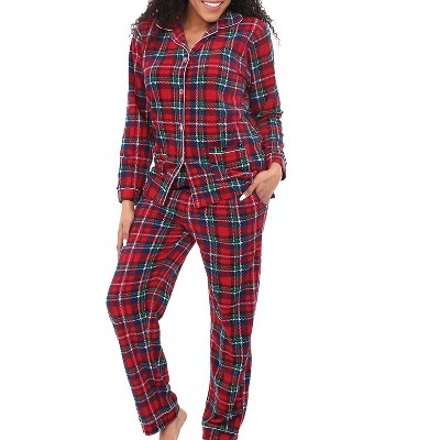 Alexander Del Rossa Women's Soft Warm Fleece Pajamas Plush Lounge Set, Long  V Neck Top and Pants, PJ