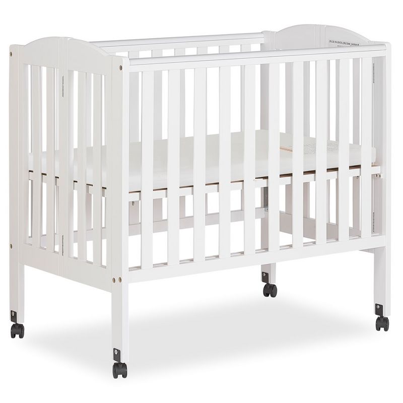 Dream On Me 2-in-1 Portable Folding Stationary Side Crib, White, 3 of 9