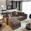 82.7'' Plush Corduroy L-Shaped Sectional Sofas with 1 Movable Ottoman, Deep Seat and Convertible Lounge Chair - 3 of 4