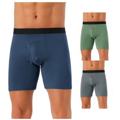INSPIRE CHIC Men's 3 Pack Lightweight Solid Color Open-fly Basic Boxer Briefs