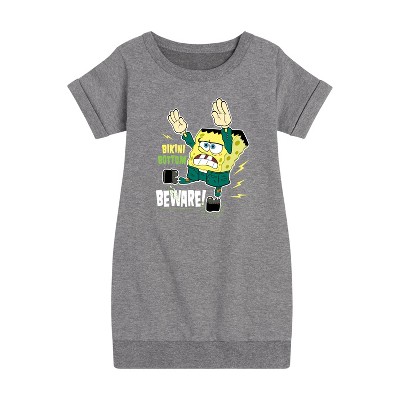 - SpongeBob SquarePants - Bikini Bottom Beware Graphic Short Sleeve Fleece Dress