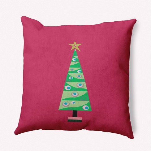 16x16 Orara Studio Christmas Tree Square Throw Pillow Pink/white