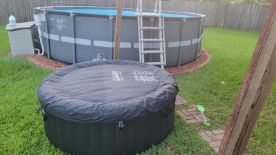 Coleman SaluSpa 6 Person Round Portable Inflatable Outdoor Hot Tub Spa with  140 Air Jets, Cover, and Pump, Green