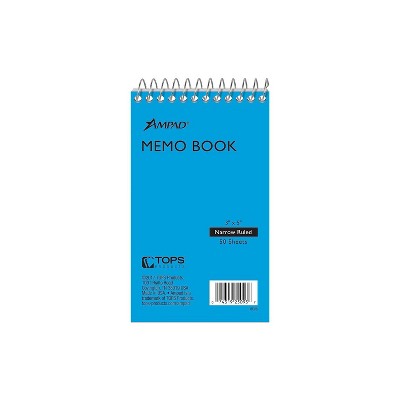 Ampad Wirebound Pocket Memo Book Narrow 5 x 3 White 50 Sheets 25093