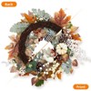 20 Inch Fall Wreath for Front Door, Autumn Maple Leaves Wreath with White Pumpkins Stripe Bow Farmhouse Decorations - 4 of 4