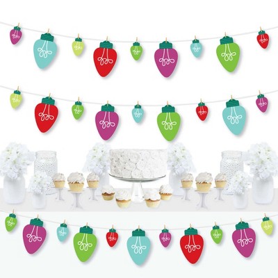 Big Dot of Happiness Christmas Light Bulbs - Holiday Party DIY Decorations - Clothespin Garland Banner - 44 Pc