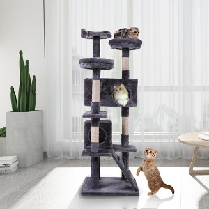 JUJABU Gray Cat Tree Cat Tower with Scratching Ball - 1 of 4