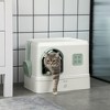 PawHut Cat Litter Box, Kitty Litter Box with Scoop, Deodorants, Front Entrance, Drawer Pan, 20" x 16" x 16", White - 3 of 4