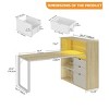55in L Shaped Desk Office Desk with 3 Drawers & Power Outlets LED Corner Gaming Computer Table with Adjustable Shelf - 2 of 4