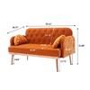 Modern Velvet Loveseat Sofa , Comfy Upholstered 2-Seater Sofa with Gold Metal Legs - 4 of 4
