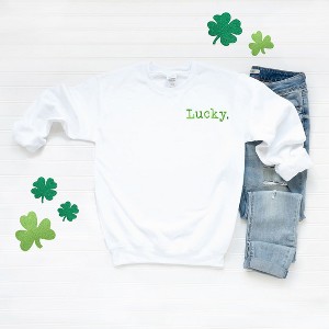 Simply Sage Market Women's Graphic Sweatshirt Embroidered Lucky Typewriter - 1 of 1