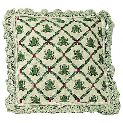 C&F Home 17" x 17" Frog Leap Needlepoint Pillow