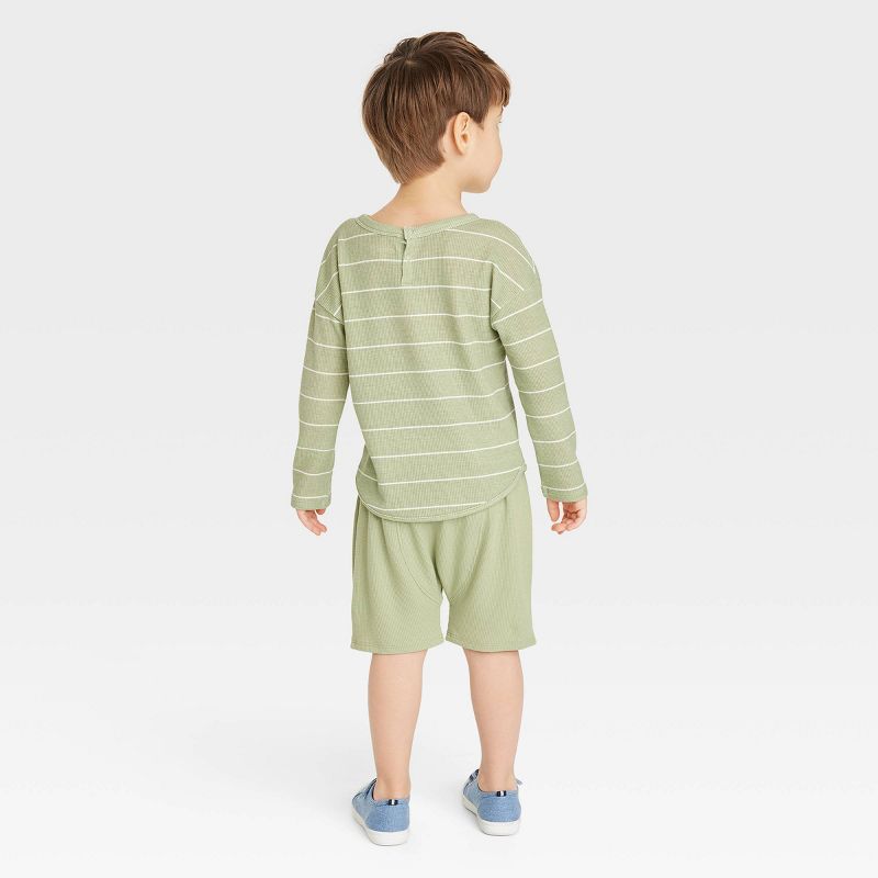 Grayson Collective Toddler Waffle Long Sleeve Top & Bottom Set - Sage Green, 2 of 4