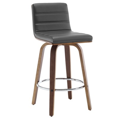 Bekrvio 26" Counter Height Bar Stools - PU Leather Swivel, L Shape Back, Upholstered, Mid-Century Modern Chairs for Kitchen Counter Island
