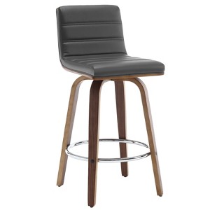 Bekrvio 26" Counter Height Bar Stools - PU Leather Swivel, L Shape Back, Upholstered, Mid-Century Modern Chairs for Kitchen Counter Island - 1 of 4