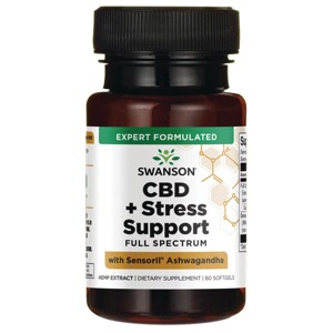Swanson Cbd + Stress Support Full Spectrum with Sensoril Ashwagandha 15 mg 60 Sgels. - 1 of 2