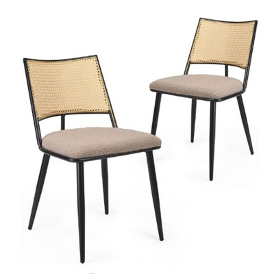 Infurnic Accent Chairs, Modern Upholstered Chairs Set with Sturdy Legs, for Kitchen and Dining Room, 2PCS, Beige, 21.3"*19.3"*31.1"