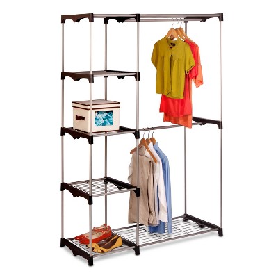 Honey-Can-Do Double Rod Freestanding Closet Silver