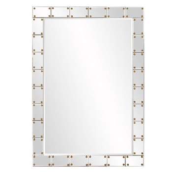 Howard Elliott Remington Glass/Wood Studded Wall Mirror