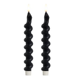 LumiPur 2pk Signature Natural Glow Halloween Flameless LED Wax Snakes Taper Black - 1 of 3