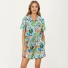 Anna-Kaci Lounge Women's Whimsical Garden Animal Print Pajama Set with Short Sleeve Button-Up Top and Matching Shorts - 2 of 4
