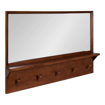 24" x 36" Hinter Functional Wall Mirror Walnut Brown - Kate & Laurel All Things Decor