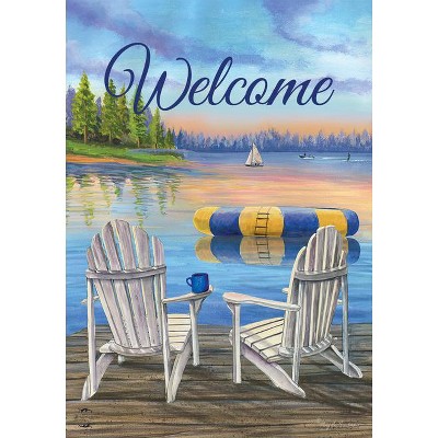 Day in the Sun Summer House Flag Flip Flops Welcome Shoreline 28 x 40