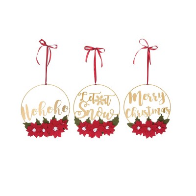 C&F Home Gold Christmas Hoop Wreath Ornaments, A/3