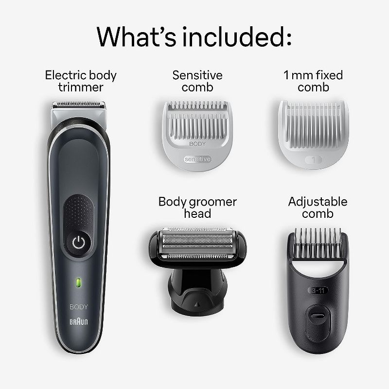 Braun Series 5 BG5360 Men&#39;s Rechargeable Body Groomer + 2 Attachment Combs, 3 of 10