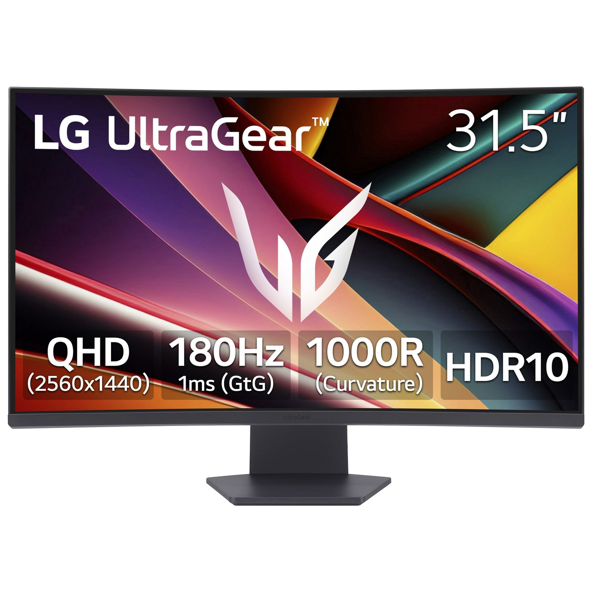 Refurbished: LG Ultragear 32G60WA-B 32" QHD 180Hz Curved Gaming Monitor, Black - Manufacturer Refurbished