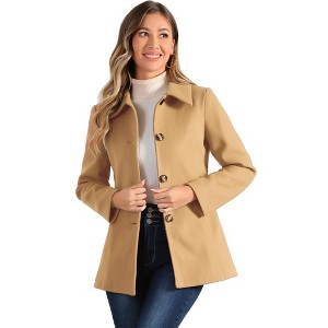 INSPIRE CHIC Women's Work Office Winter Overcoat Single Breasted Point Collar Pea Coat - 1 of 4