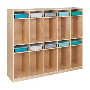 ECR4Kids 10-Section Storage Locker and Letter Size Trays with Lids, Natural - 1 of 4