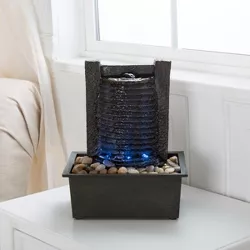 Nature Spring LED Indoor Water Fountain for Tabletop - 8.5" x 10.5", Black