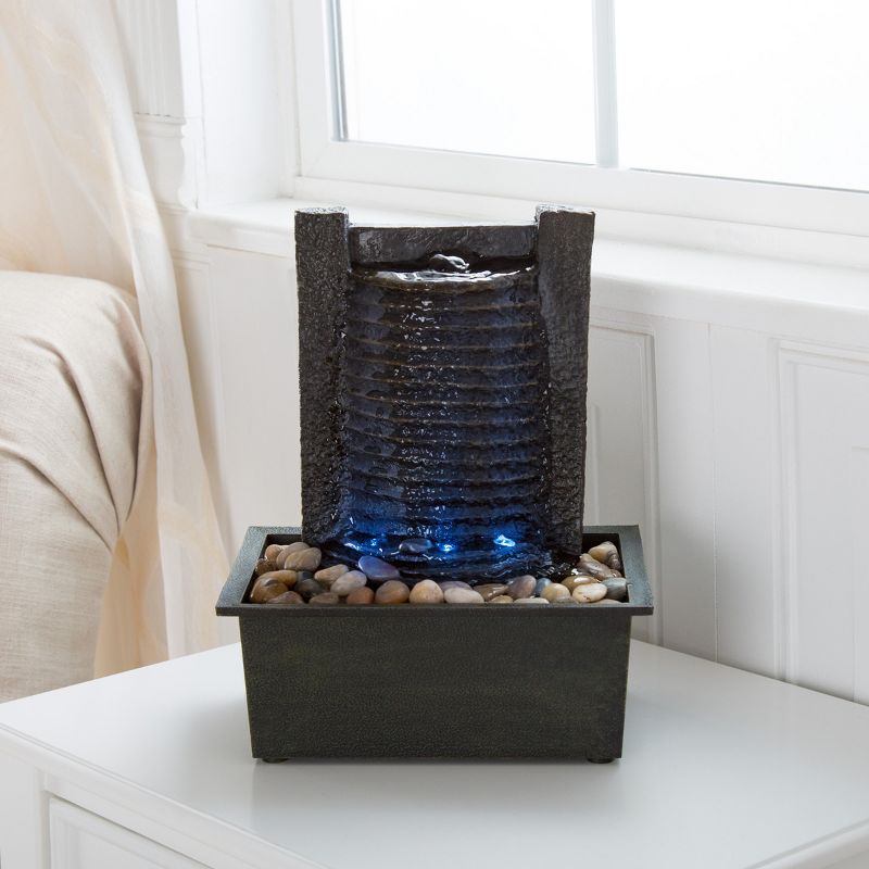 Nature Spring LED Indoor Water Fountain for Tabletop - 8.5" x 10.5", Black, 1 of 4
