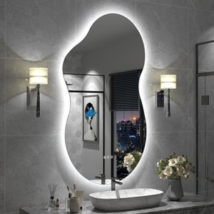 Apmir Super Bright 192 LEDs/m LED Lighted Anti-Fog Tempered Glass Irregular Bathroom/Vanity Mirror with ETL & 3-Year Warranty - 1 of 4