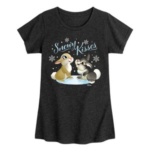 Girls' - Disney - Christmas - Snowy Bunny Kisses Fitted Short Sleeve Graphic T-Shirt - 1 of 4