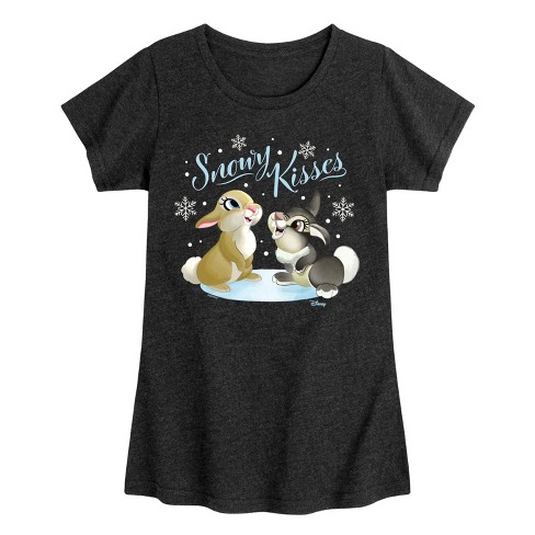 Girls' - Disney - Christmas - Snowy Bunny Kisses Fitted Short Sleeve Graphic T-Shirt - image 1 of 4