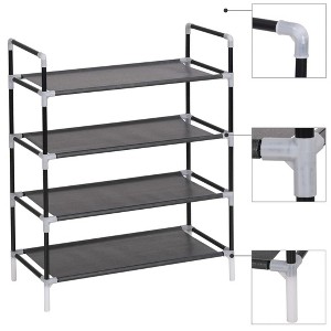 vidaXL Shoe Rack Black Metal Standard Shoe Rack Rectangular - 1 of 4