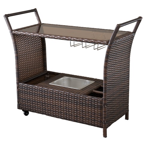 Bayou Breeze Ambrielle Rattan/Wicker Bar Cart