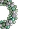 Northlight 3-Finish Shatterproof Ball Christmas Wreath - 24" - Silver and Seafoam Green - Unlit - 3 of 3