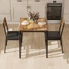 Jojoka Space-Saving 3-Piece Rectangular Dining Table Set for 2 with Upholstered Cushioned Chairs, Compact Kitchen and Dining Room Furniture, Black - 3 of 4